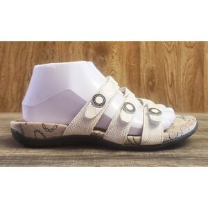 Orthaheel Ashley Slip On Slide Sandals Women's Size 8 White Animal Print